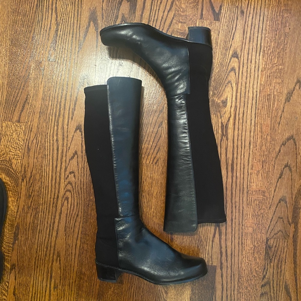 Stuart Weitzman Halfback Black Napa Leather Boots